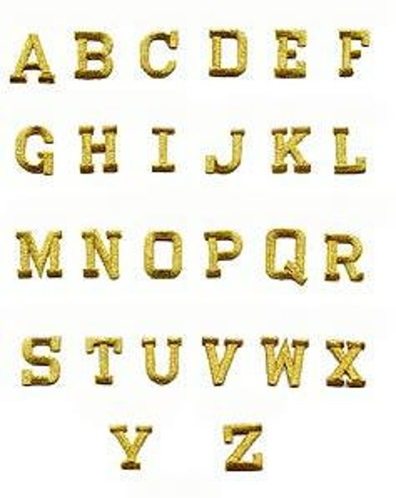Alphabet Letter - Gold - 1 INCH - 1 - Block Style - Iron on Applique -  CHOOSE your LETTER