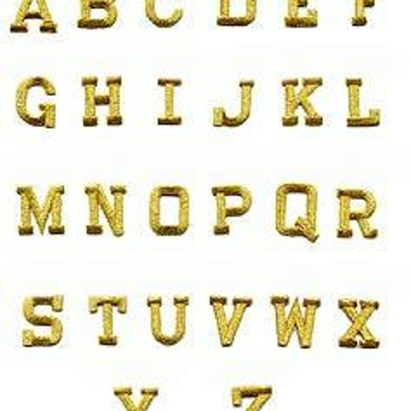 Alphabet Letter - Gold - 1 INCH - 1" - Block Style - Iron on Applique - CHOOSE your LETTER
