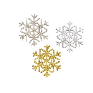 Pequeño - Copo de nieve - Blanco, plateado o dorado - Aplique termoadhesivo - Parche bordado - 695708