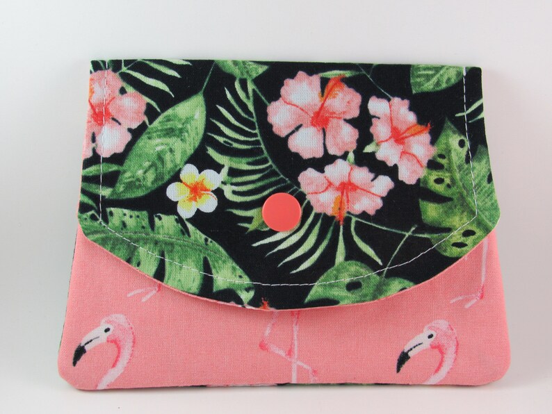 Tropical Leaves Wallet Pink Flamingo Wallet Womens Small Etsy