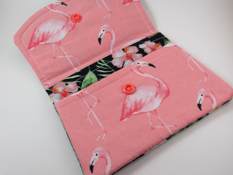 Tropical Leaves Wallet Pink Flamingo Wallet Womens Small Etsy