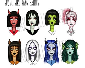 Ghoul Girl Gang Print (Set or Choose style)