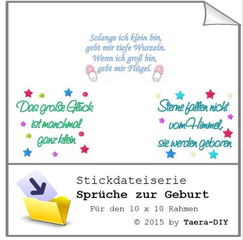 Stickdateiserie S62 Sprüche zur Geburt Etsy.de