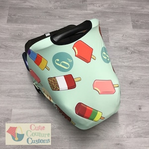 Retro Ice Lolly Car Seat Cover: Mint Green Sun Canopy