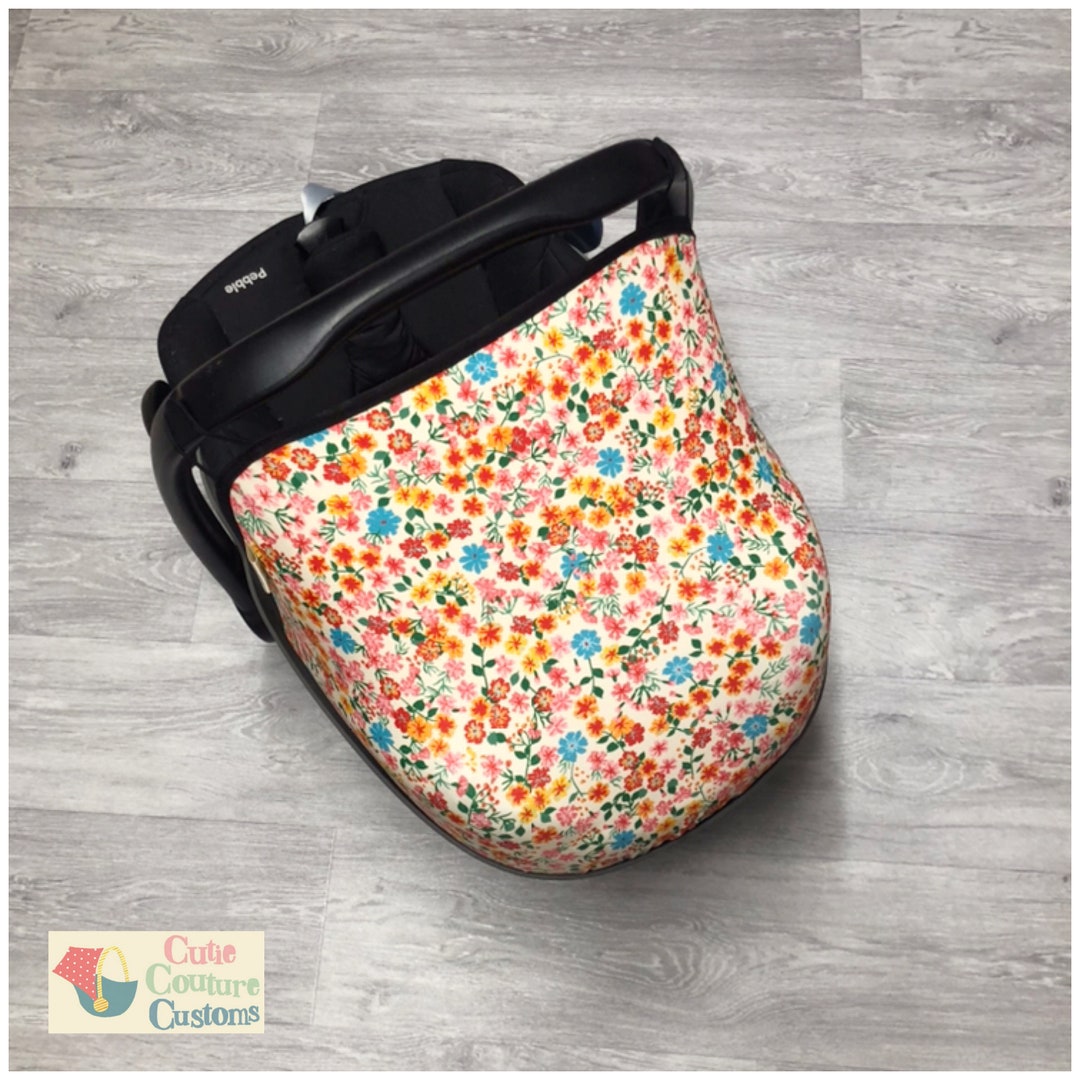 Floral Car Seat Hood Cabriofix Pebble Universal Carseat Cover, Capsule