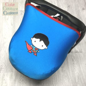 Super Hero Car Seat Hood: Turquoise Blue Sun Canopy, Fits Maxi Cosi