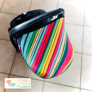 Rainbow Stripe Car Seat Hood: Sun Canopy for Maxi Cosi Pebble