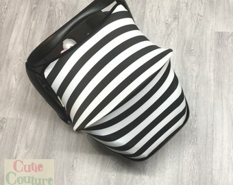 Stripe Car Seat Sun Shade, Pebble Cabriofix Universal Prezi Carseat Cover, Black white Sun Canopy, Baby Infant Capsule Canopy Maxi Cosi