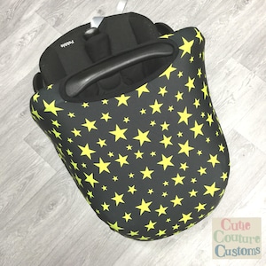 Osłona na siedzenie samochodowe Stars Universal Carseat Cover wymienna osłona przeciwsłoneczna CutieCoutureCustoms Sunshade New Baby Gift Girl Boy Maxi Cosi Carrier