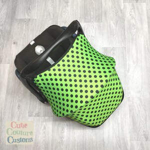 Polka Dot Carseat Canopy: Lime Green Maxi Cosi Cabriofix Sun Cover