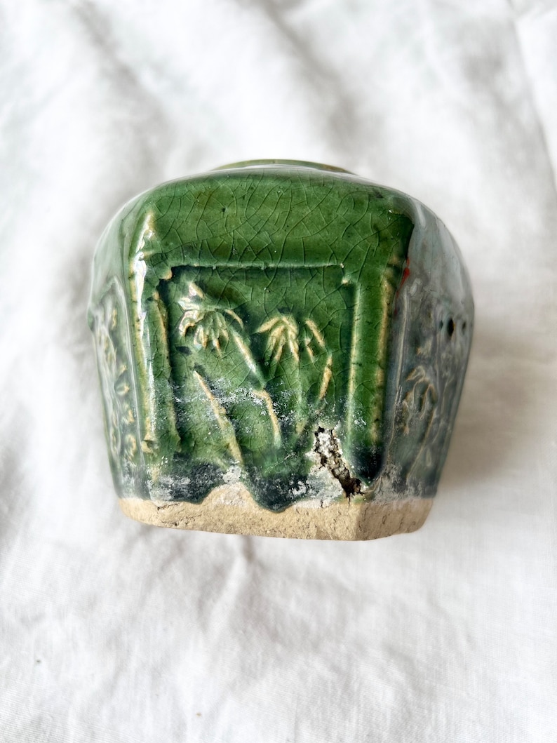 Vintage Green Planter Ginger Jar Etsy