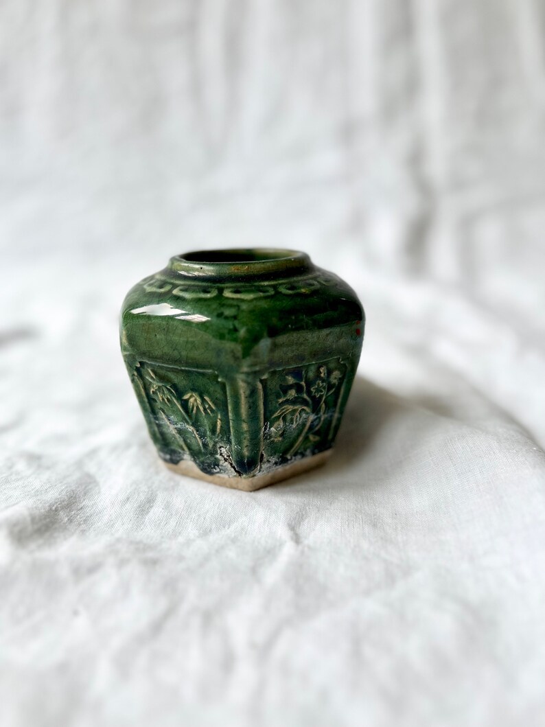 Vintage Green Planter Ginger Jar Etsy
