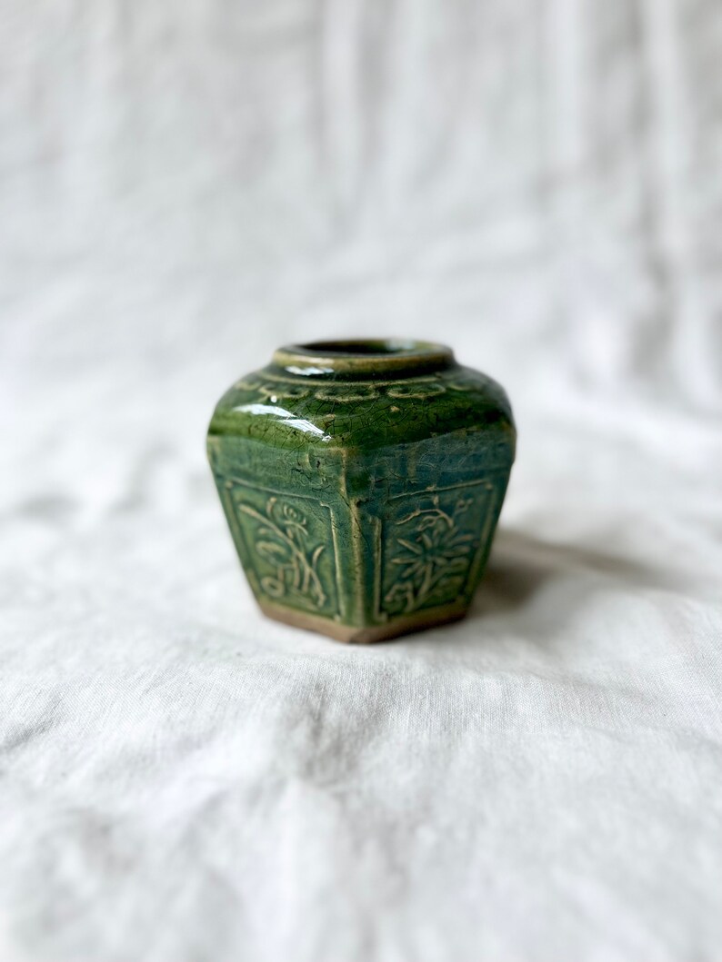 Vintage Green Planter Ginger Jar Etsy