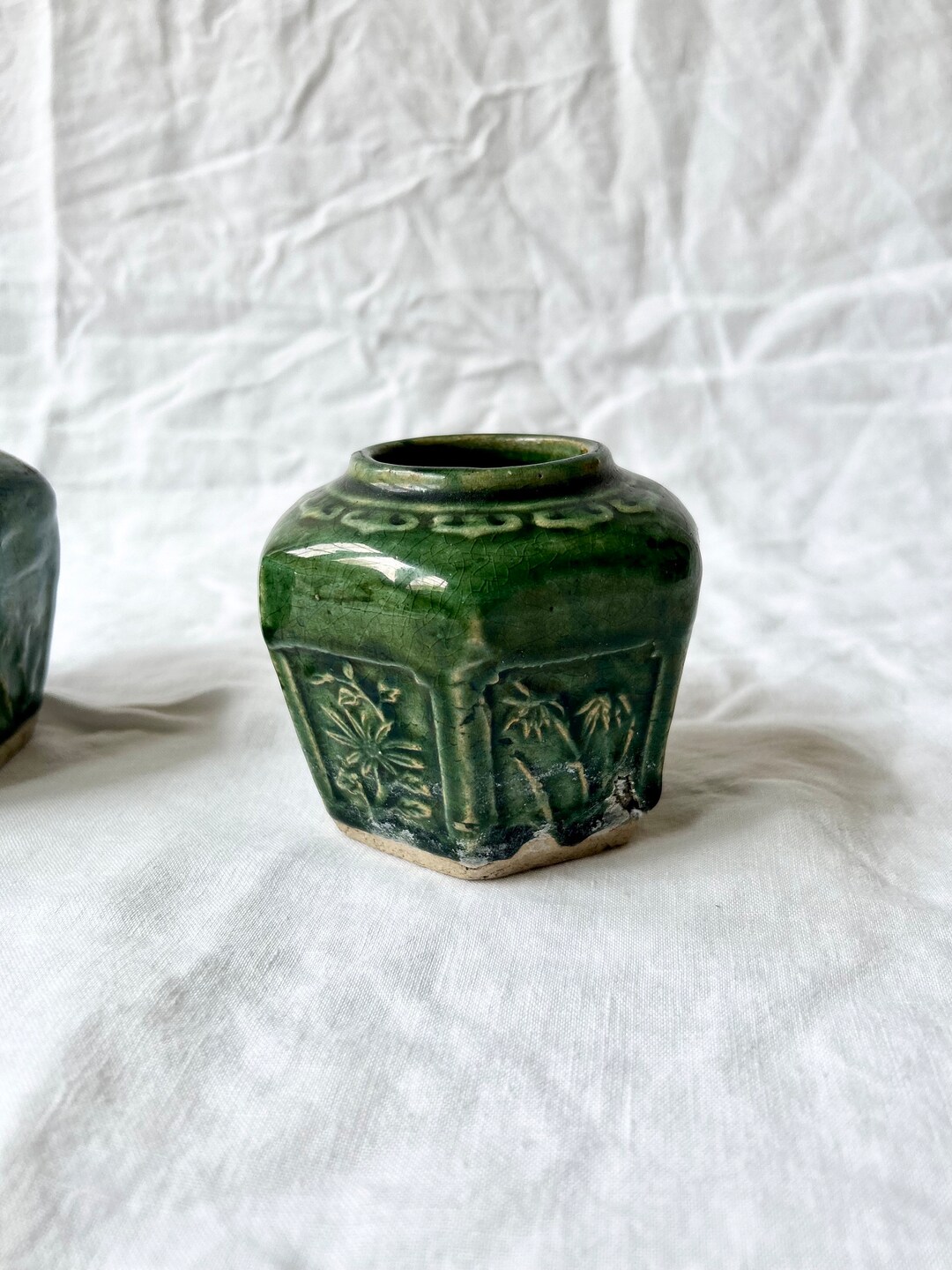 Vintage Green Planter Ginger Jar Etsy