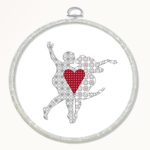 Dance of Love by Juliet Rose embroidery needlepoint Blackwork Cross stitch pattern Instant download PDF