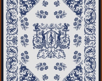 Hermes Filet oder Kreuzstich Muster, Antique Lace Vorhang Filet Häkeltabelle PDF Instant Download