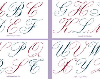 Antique Alphabet Cross Stitch Pattern Upper letters Monograms , Needlework, Needlecraft Design, PDF,cross stitch pattern,Instant Download