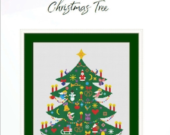 Christmas tree Garland Decoration cross stitch pattern embroidery needlepoint ,pdf pattern, Instant download PDF Digital