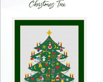Weihnachtsbaum Girlande Dekoration Kreuzstichmuster Stickmuster ,pdf Muster, Sofortiger Download PDF Digital