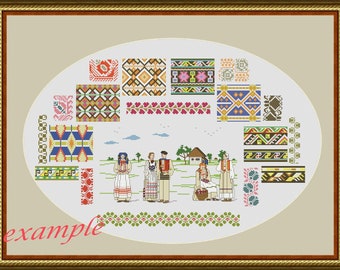Folklore traditionelle Motive aus Jugoslawien, Motiv aus Jugoslawien Kreuzstichvorlage Balkan Folk Needlepoint / Sofortiger Download PDF