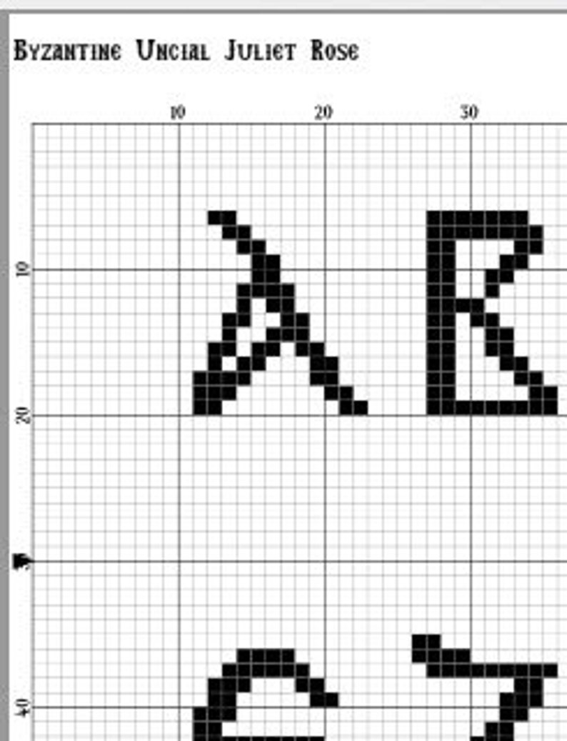 Byzantine Uncial Letters Alphabet greek Counted Cross Stitch Pattern PDF calligraphy, font pattern Counted Cross Stitch PDF image 2