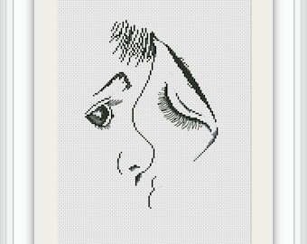 Mother Love Counted Cross Stitch  Pattern black with, monochrome, graphic Embroidery Chart   Needlework Stitching PDF Digital Download