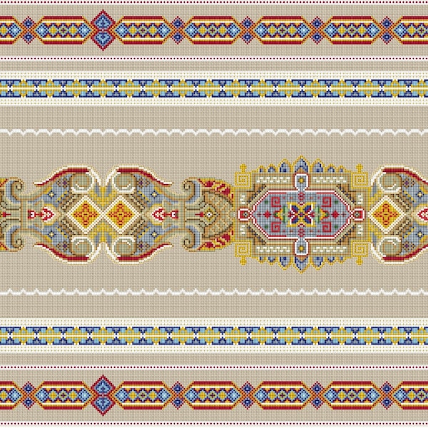 The Belt of the Byzantine Empress Elegant Table Runner design Tapestry embroidery needlepoint, Cross stitch pattern, Instant download PDF