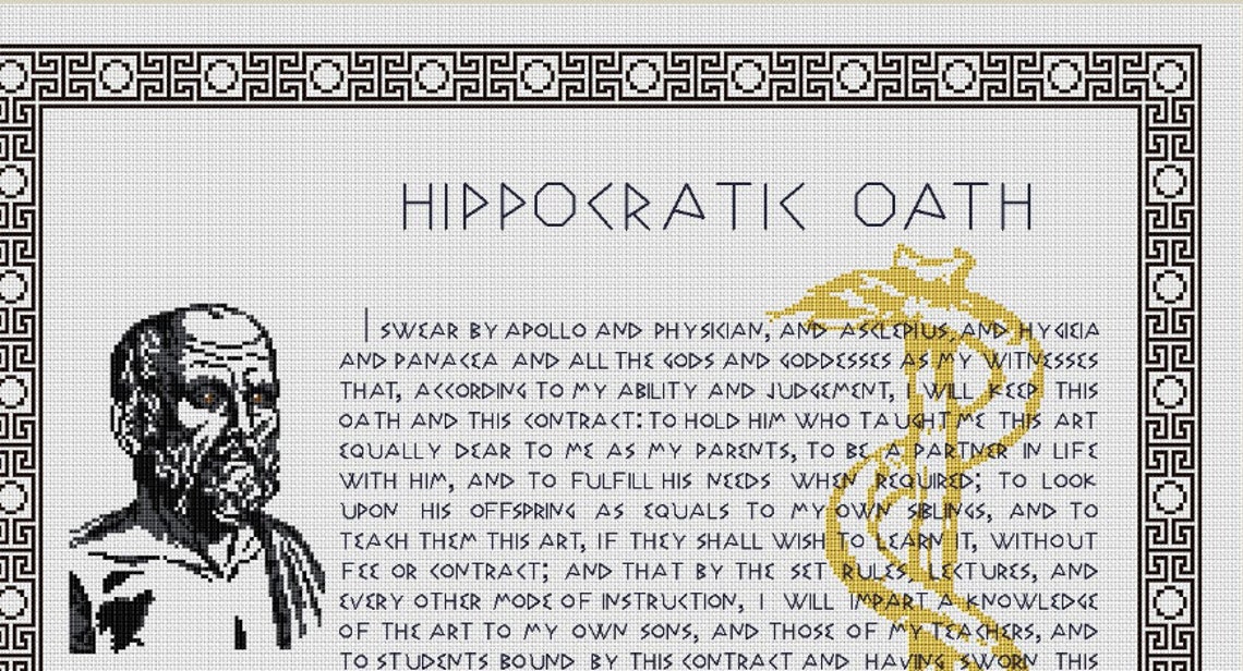 Hippocratic Oath English Version Best Gifts for Doctors Cross Stitch