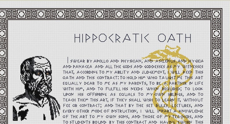Hippocratic Oath English Version Best Gifts for Doctors Cross Stitch