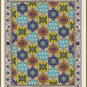 Flower jewelry rug Tablecloth and cushion covers in 4 Types chart Tapestry embroidery needlepoint, Cross stitch pattern Instant download PDF