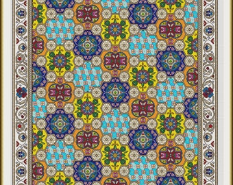 Blumen Schmuck Teppich Tischdecke und Kissenbezüge in 4 Arten Grafik Kreuzstich Stickmuster Kreuzstich Stickmuster