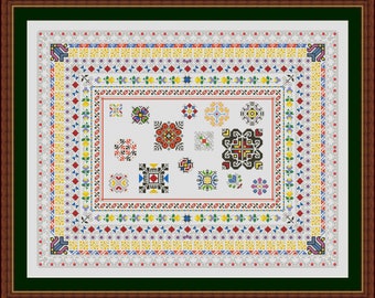 Folk traditional Motifs, Borders and (78 pieces ) from Romania, Rural idyllic Scene from Romania Cross Stitch Pattern / Instant Download PDF