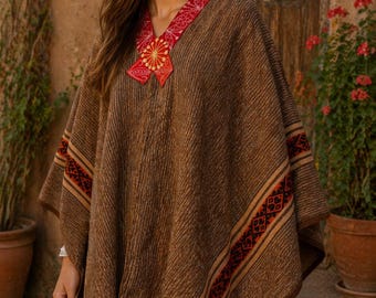 Authentic Antique Andean Wool Poncho – Handwoven Artisan Cape