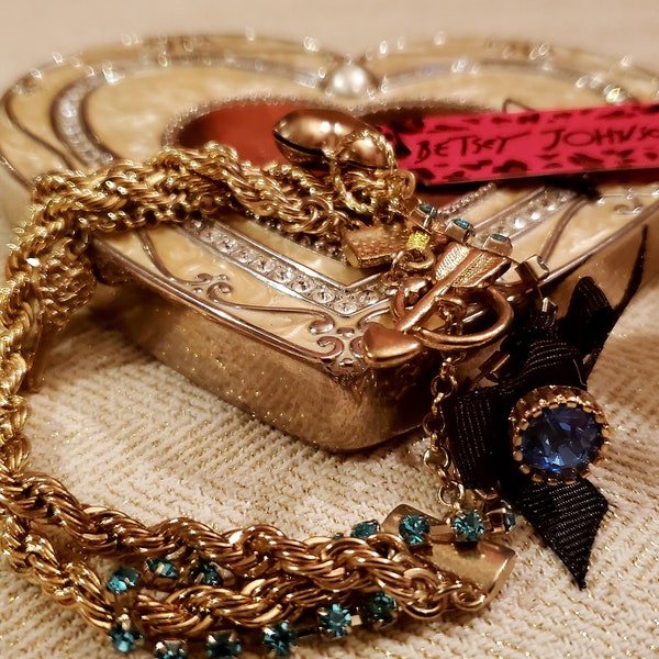 Betsey Johnson Vintage Bracelet Gold and blue , Birthday ideas