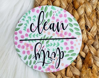 Clean Dirty Dishwasher magnet, Dirty Clean Magnet, Clean Dirty Dishwasher sign, Kitchen Magnet