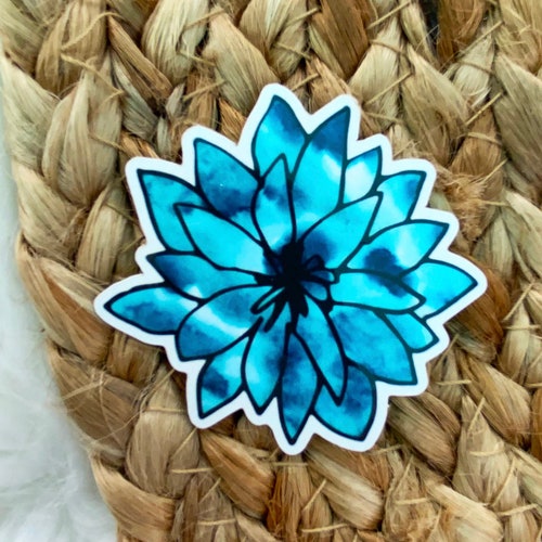 Watercolor Flower Sticker Tie Dye Sticker Blue Flower Decal Etsy