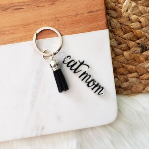 Cat mom Keychain, Cat mom gift, Acrylic Keychain