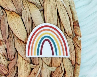 Retro Rainbow Mini Sticker: Waterproof Laptop Decal