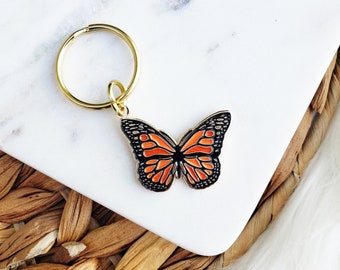 Monarch Butterfly Keychain, Butterfly Keyring, Metal Butterfly Keychain