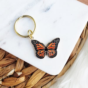 Monarch Butterfly Keychain, Butterfly Keyring, Metal Butterfly Keychain