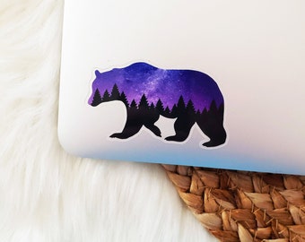 Galaxy Bear Waterproof Sticker: Laptop, Water Bottle Decal