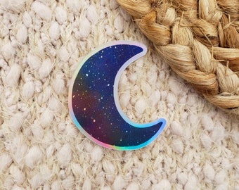 Pegatina holográfica de luna galáctica: vinilo impermeable