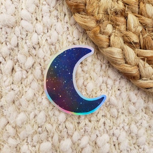 Moon Sticker, Galaxy Sticker, Holographic Sticker, Laptop Stickers, Water bottle Stickers, Waterproof Stickers