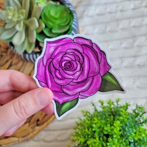 Pink Rose Sticker: Waterproof Vinyl Decal