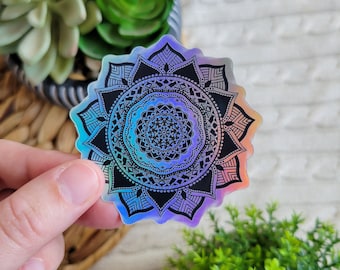 Mandala Sticker, Holographic Sticker, Laptop Stickers, Water bottle Stickers