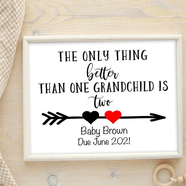 Grandparent Pregnancy announcement | Second Grandchild | New Baby Announcement to parents | The only thing better than one grandchild is two