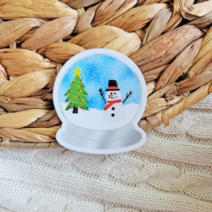 Snowglobe Sticker: Christmas Snowman, Waterproof Holiday Decal