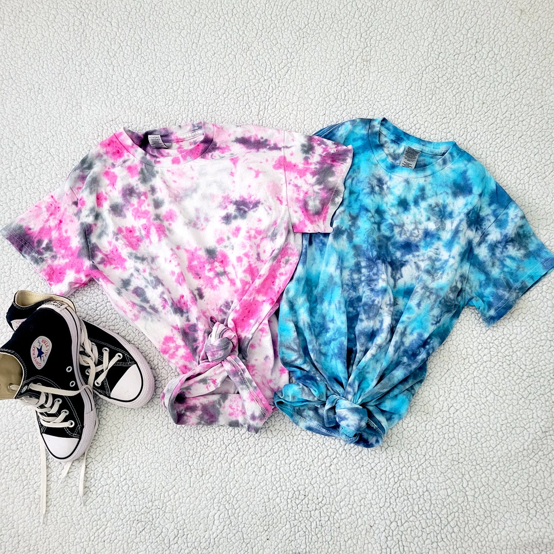 mens pink and blue tie dye shirt