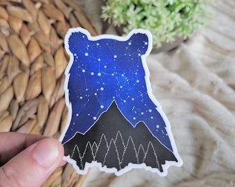 Bear Constellation Sticker: Waterproof Night Sky Mountain Decal