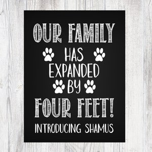 New Puppy Announcement Personalized Chalkboard, New Dog Poster, Chalkboard Sign, custom new pet announcement, DIGITAL DOWNLOAD, Printable